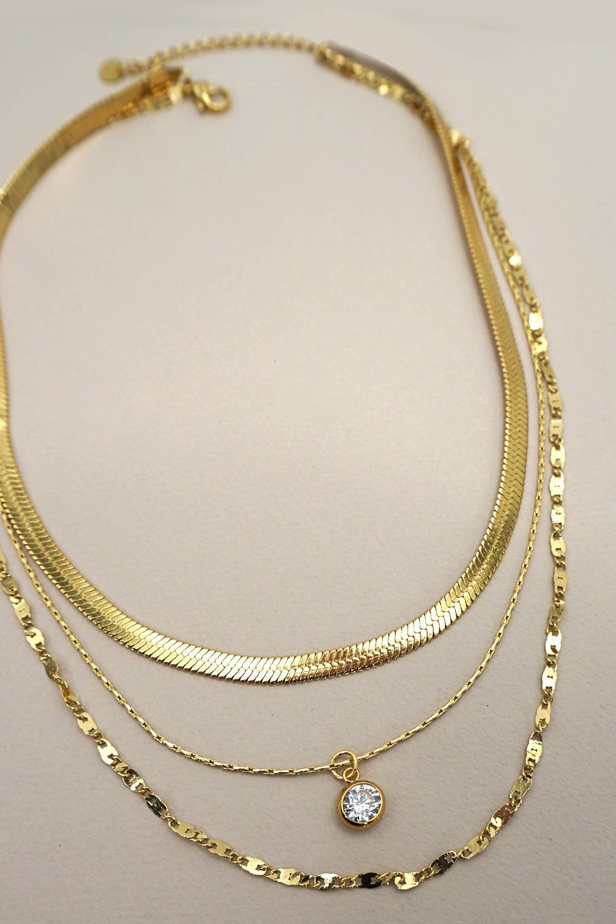 18K STAINLESS STEEL TARNISH FREE LAYERED NECKLACE