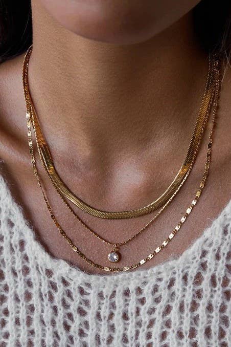 18K STAINLESS STEEL TARNISH FREE LAYERED NECKLACE