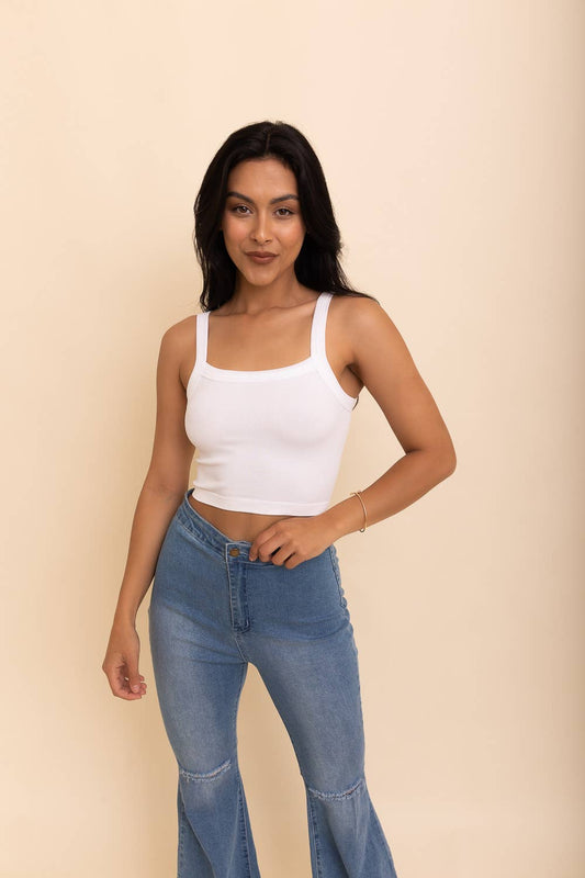 💎 Versatile No-Seam Tank Top - Perfect Layering Piece: White