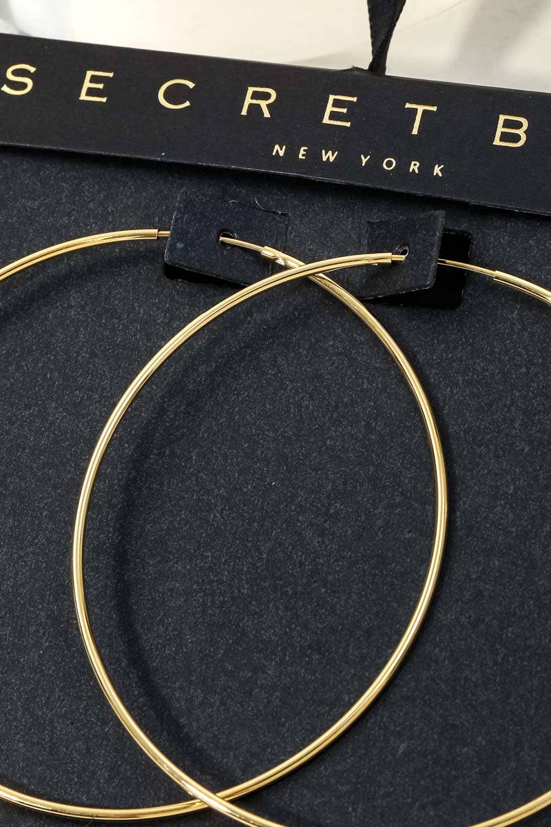 Secret Box Gold Dipped Thin 60Mm Hoop Earrings