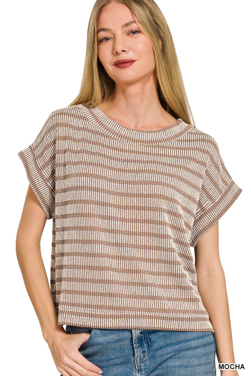 Raised Rib Striped Top