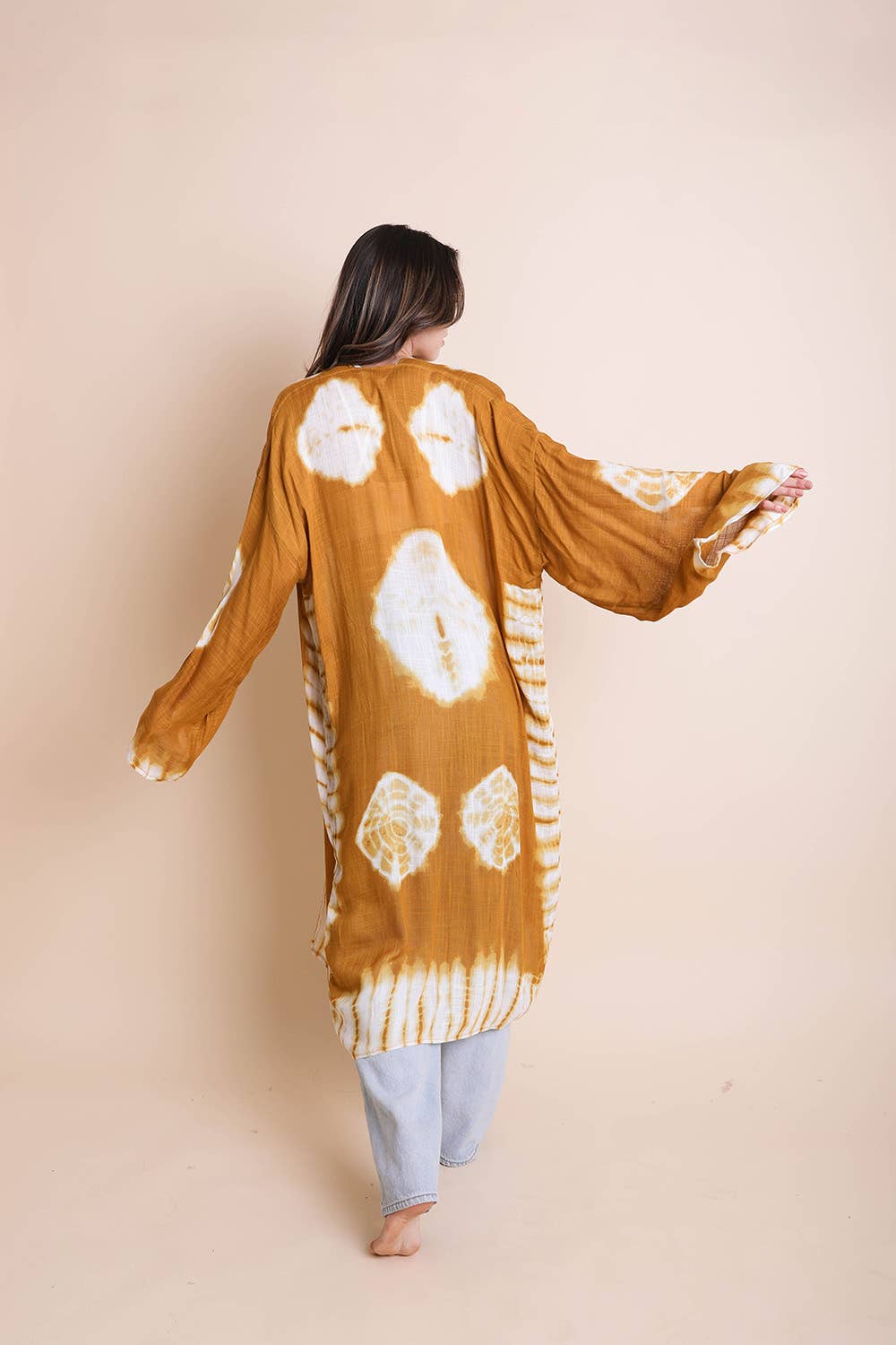 Tie-Dye Longline Kimono: Aqua