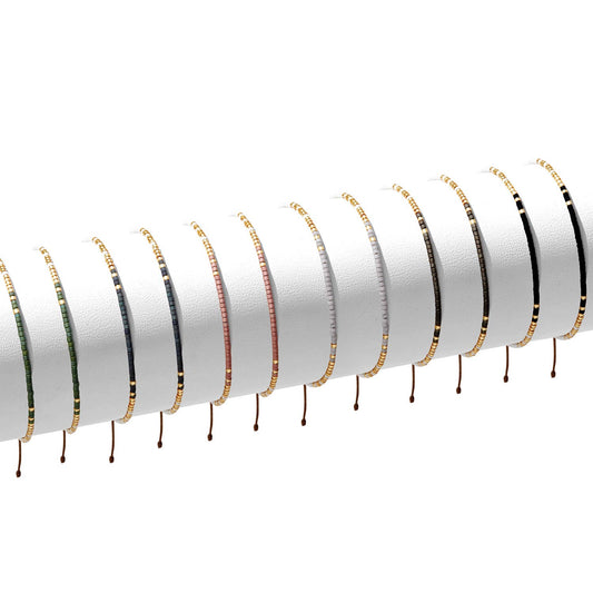 S/12 Miyuki Delica Adjustable Bracelets: Warm Gold