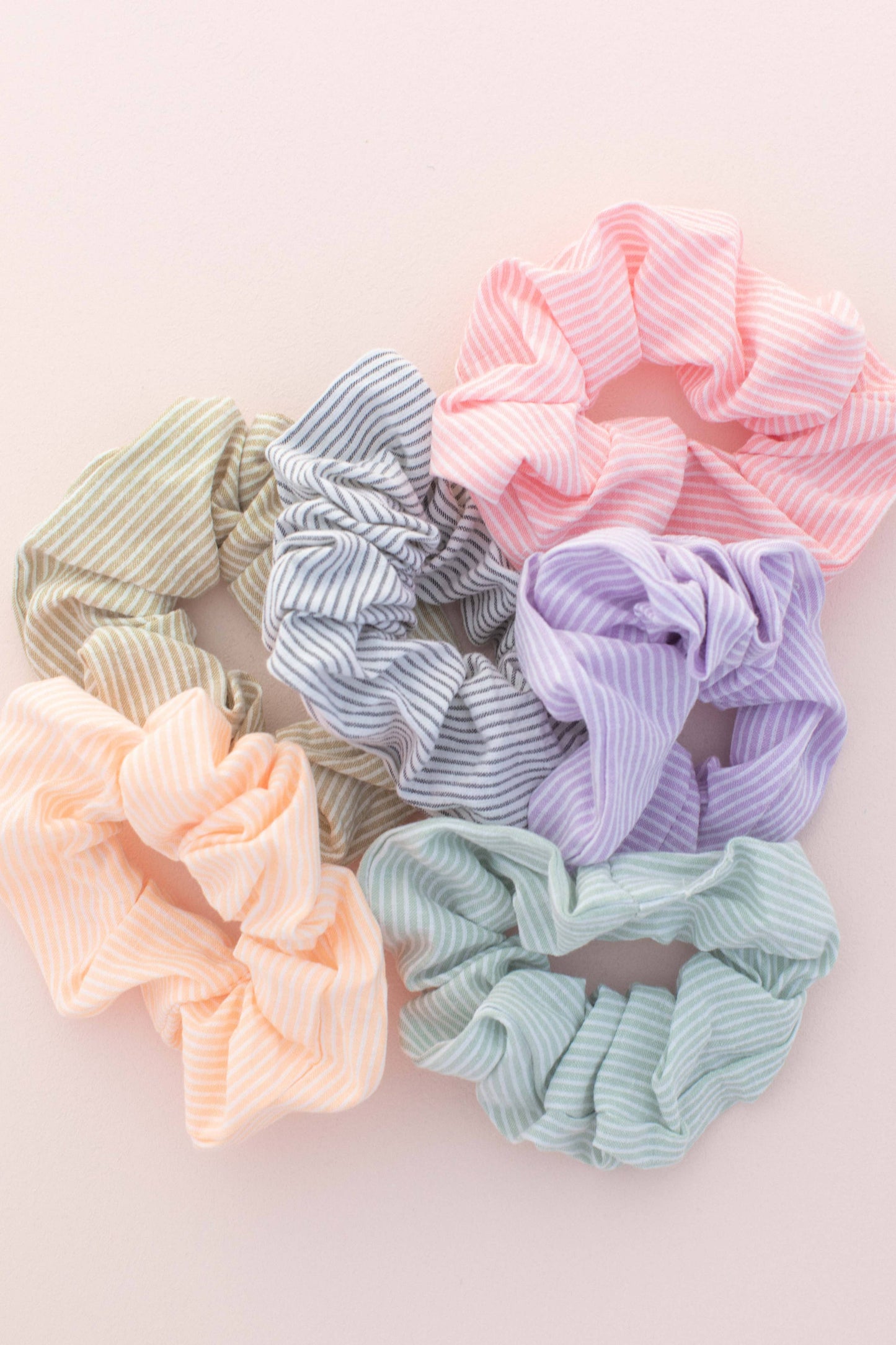 Cotton Stripe Scrunchie: Pink