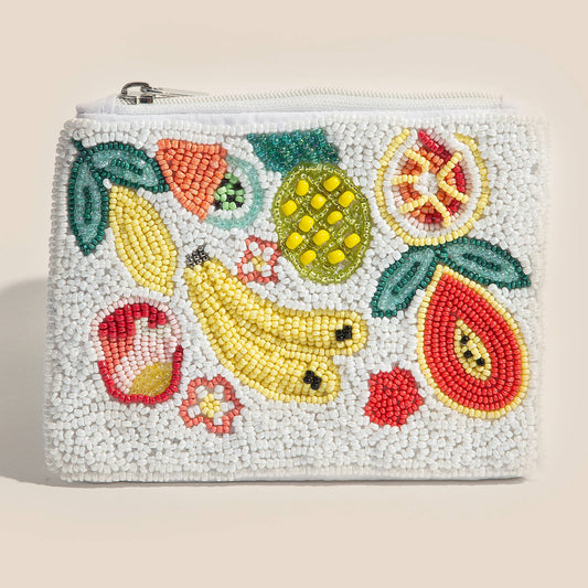 Seed Beaded Assorted Fruit Coin Purse