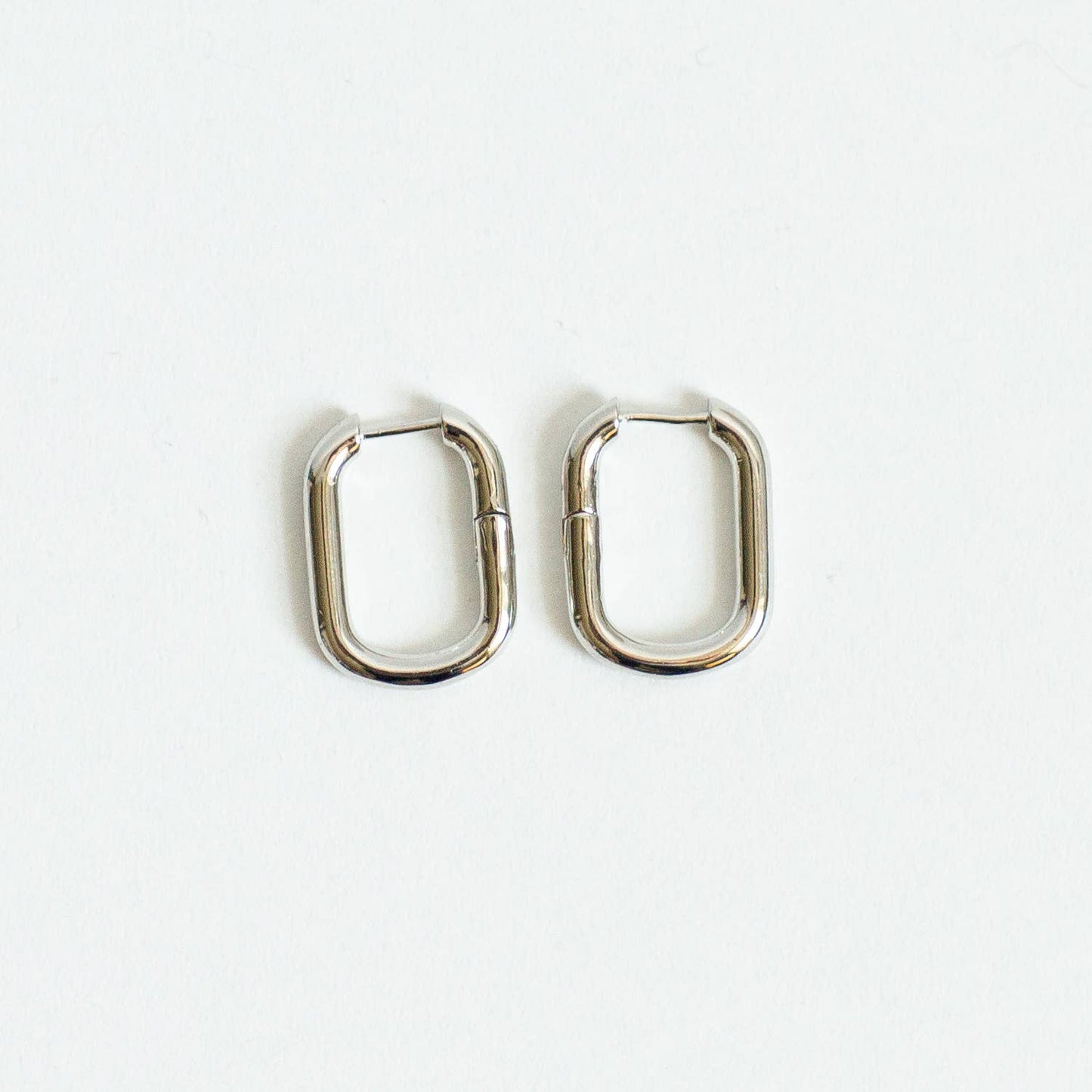 Oval Huggie Earring - Silver