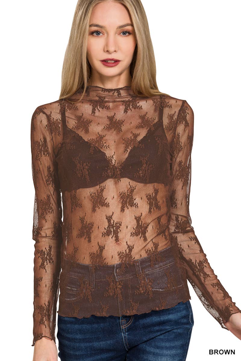 `.Lace See Through Layering Top As shown