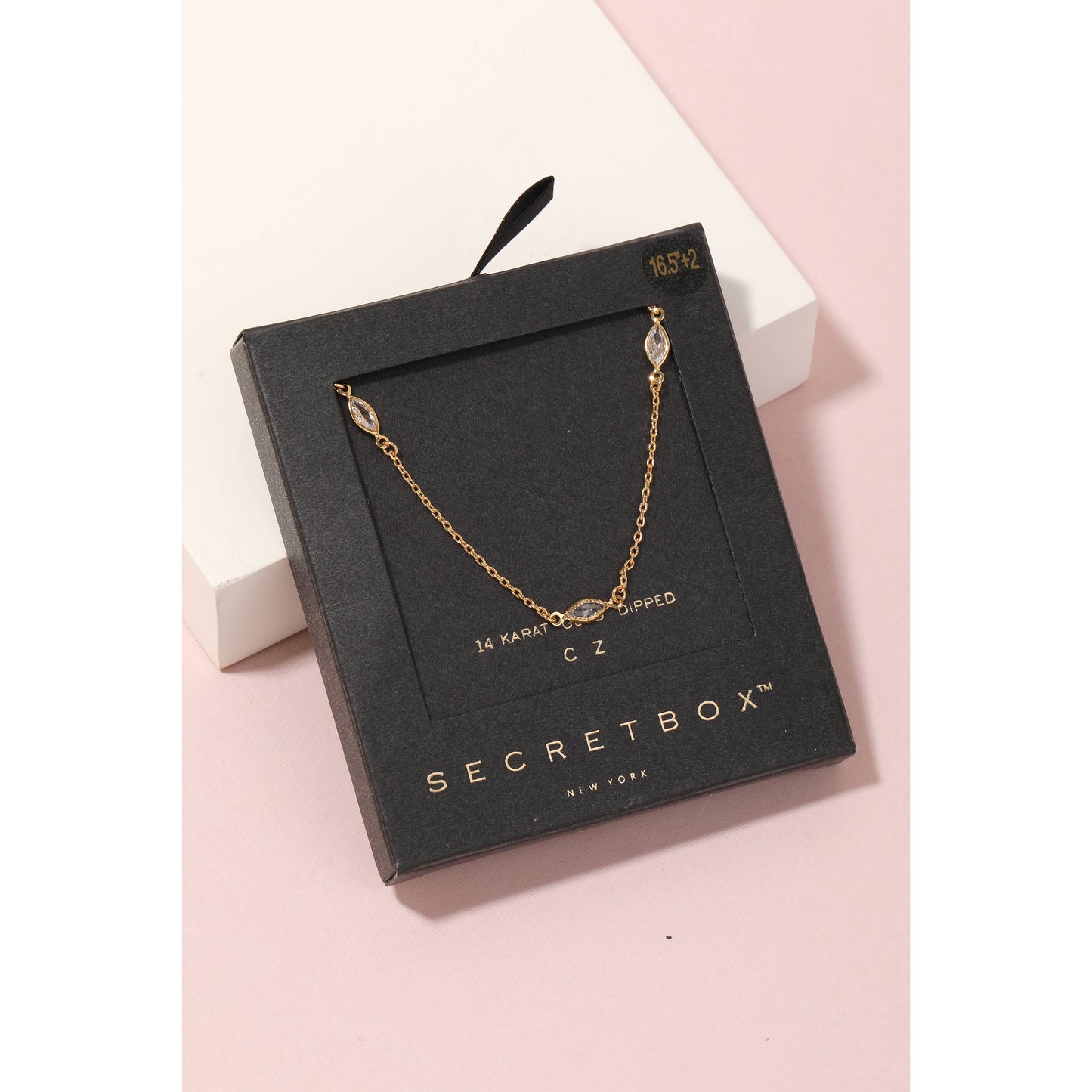 Secret Box Oval Stud Charms Chain Necklace