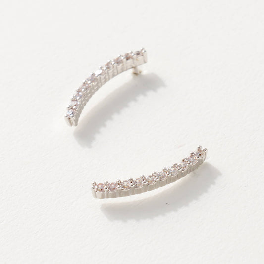 CZ Curved Bar Dangling Earrings