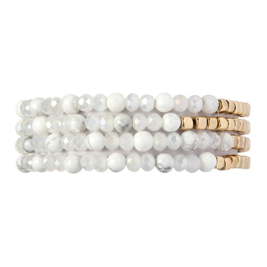 HDB2274 - BRASS, STONE, GLASS FOUR SET BEADS BRACELET