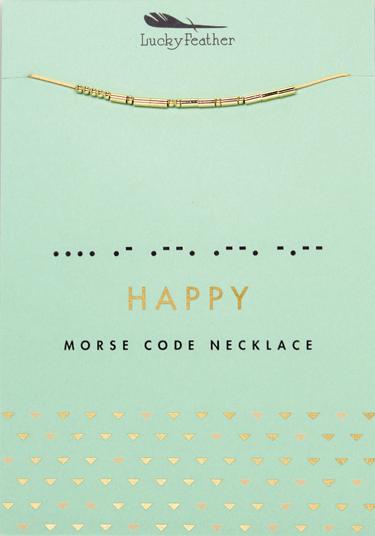 Morse Code Necklace - Gold - HAPPY