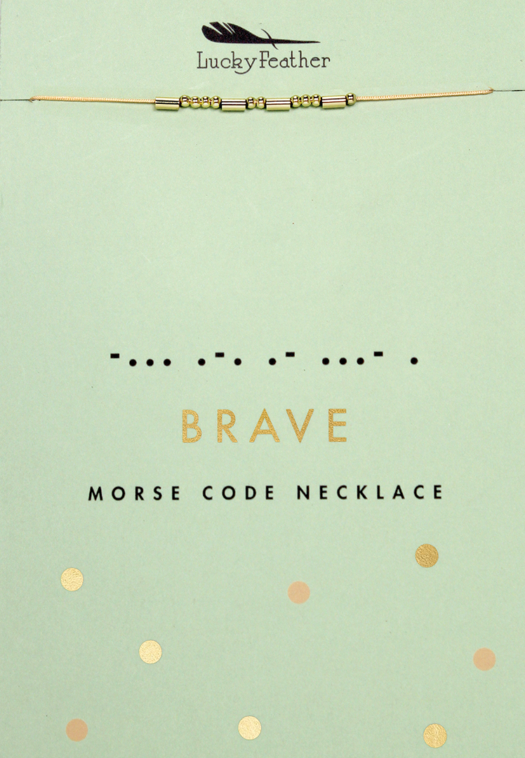 Morse Code Necklace - Gold - BRAVE