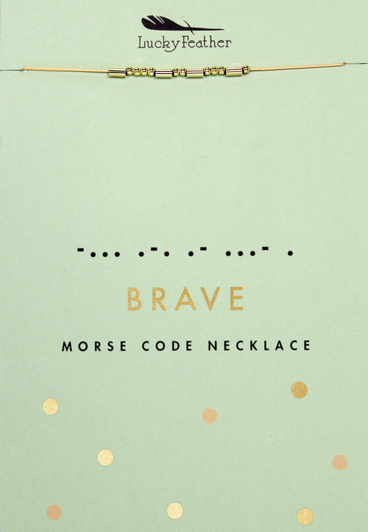 Morse Code Necklace - Gold - BRAVE