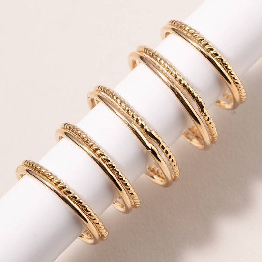 Set of 5 Thin Metal Duo Rings