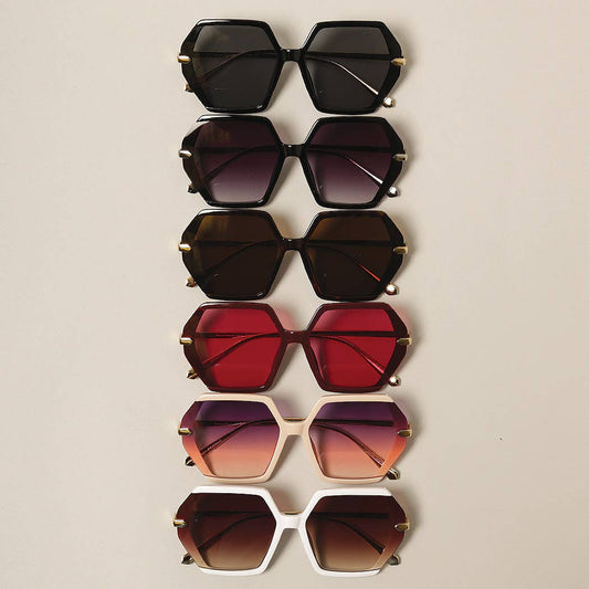 Women's Hexagonal Gold Leg Sunglasses