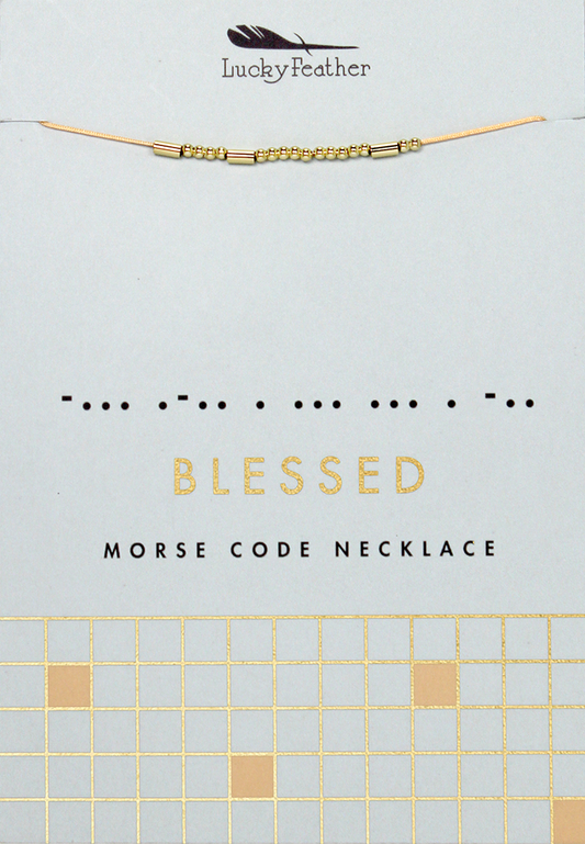 Morse Code Necklace - Gold - BLESSED