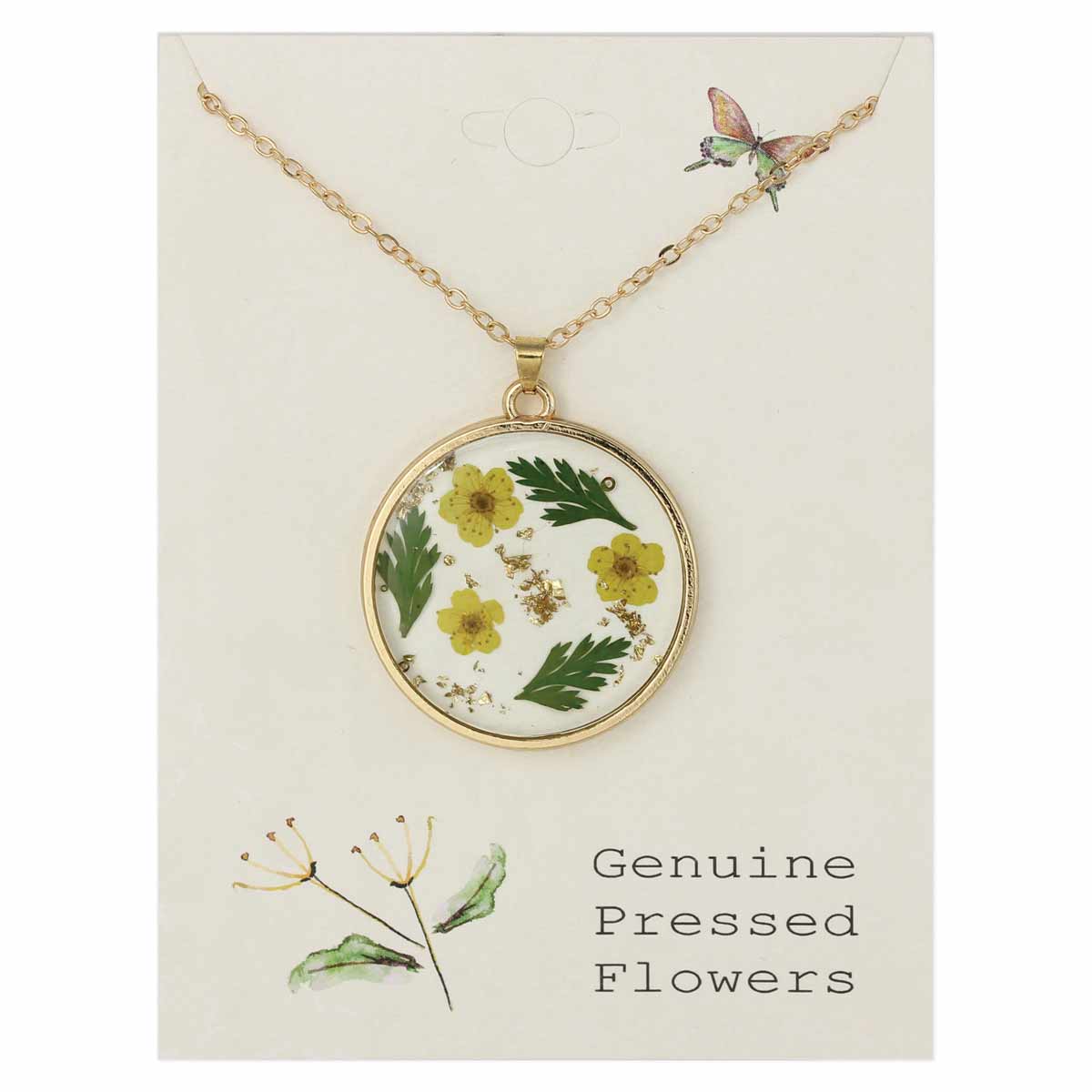 Cottage Floral Yellow Dried Flower Necklace
