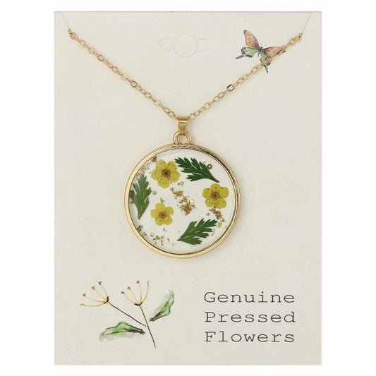 Cottage Floral Yellow Dried Flower Necklace