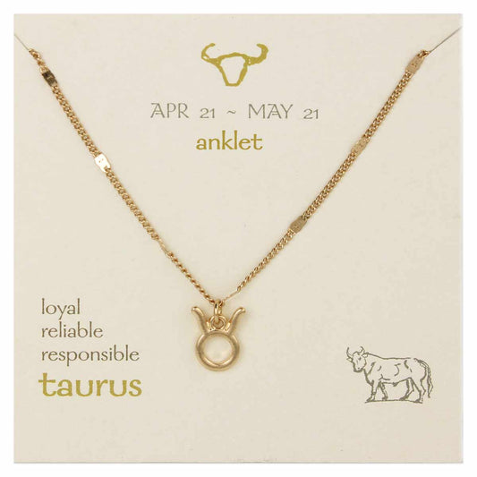 Gold Chain Taurus Charm Anklet
