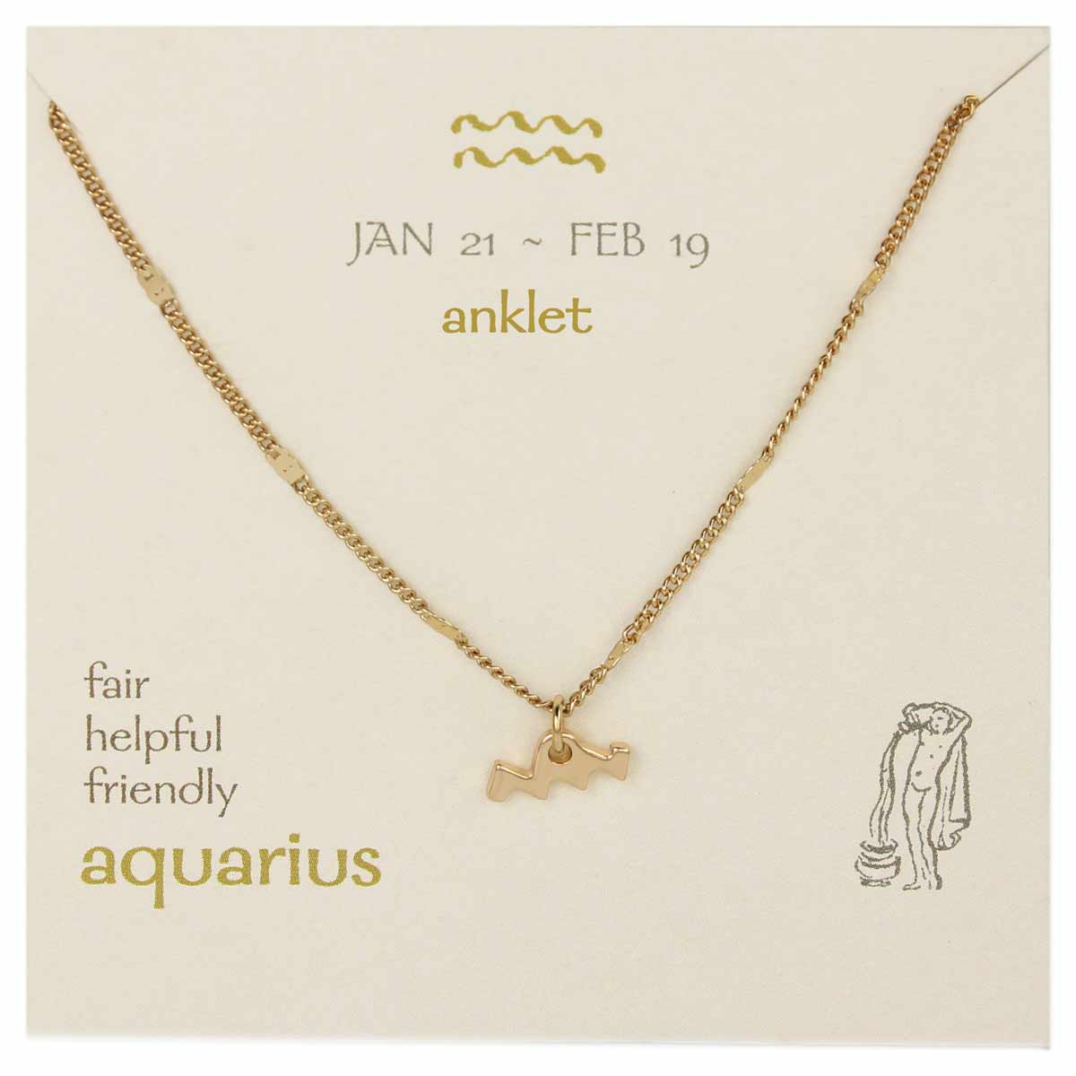 Gold Chain Aquarius Charm Anklet
