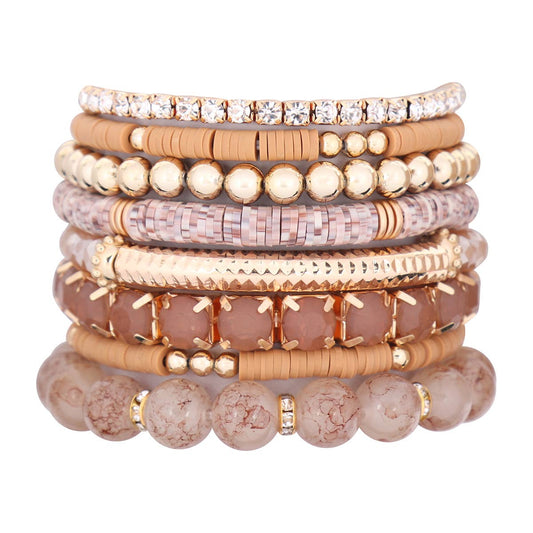 HDB3356-FIMO CCB MIX BEAD CHARM STRETCHABLE BRACELET