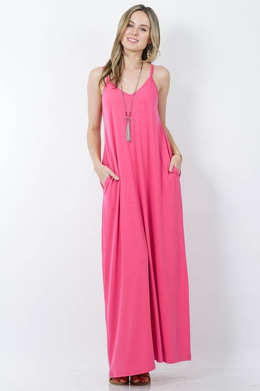 Maxi Dress w/ adjustable strap & pockets