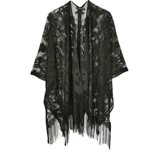 Floral Lace Open Front Kimono