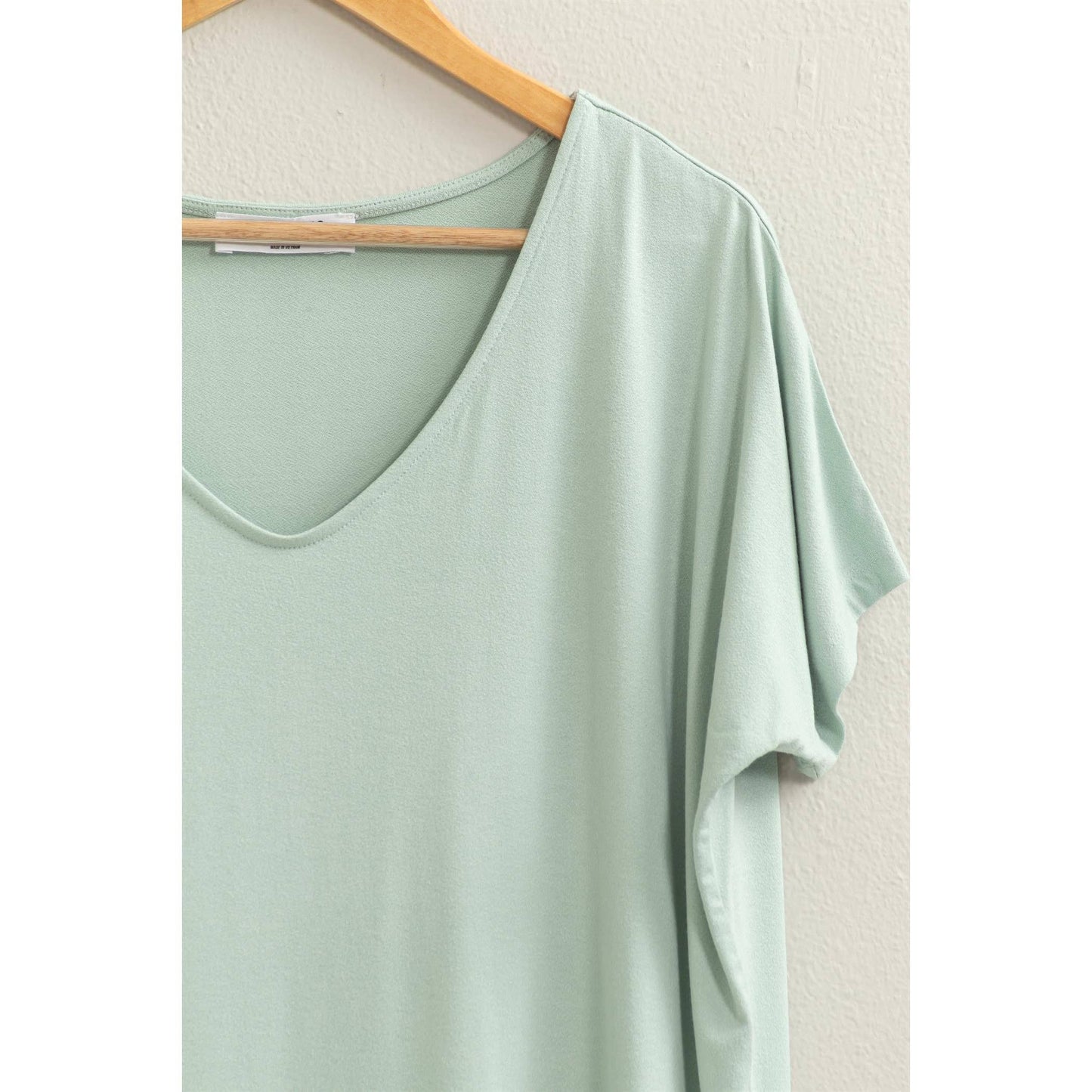 V NECK DOLMAN SHORT SLEEVE TOP: S / MINT