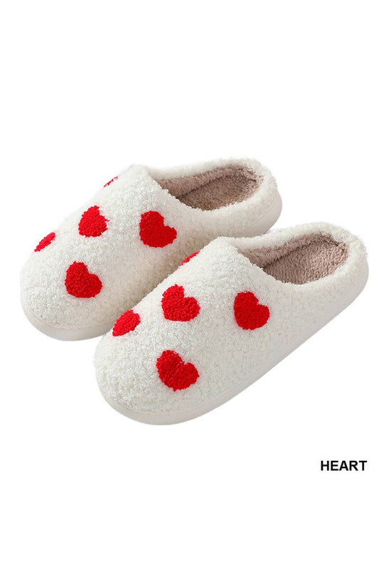 PLUSH COZY SLIPPERS: S/M / HEART-162494