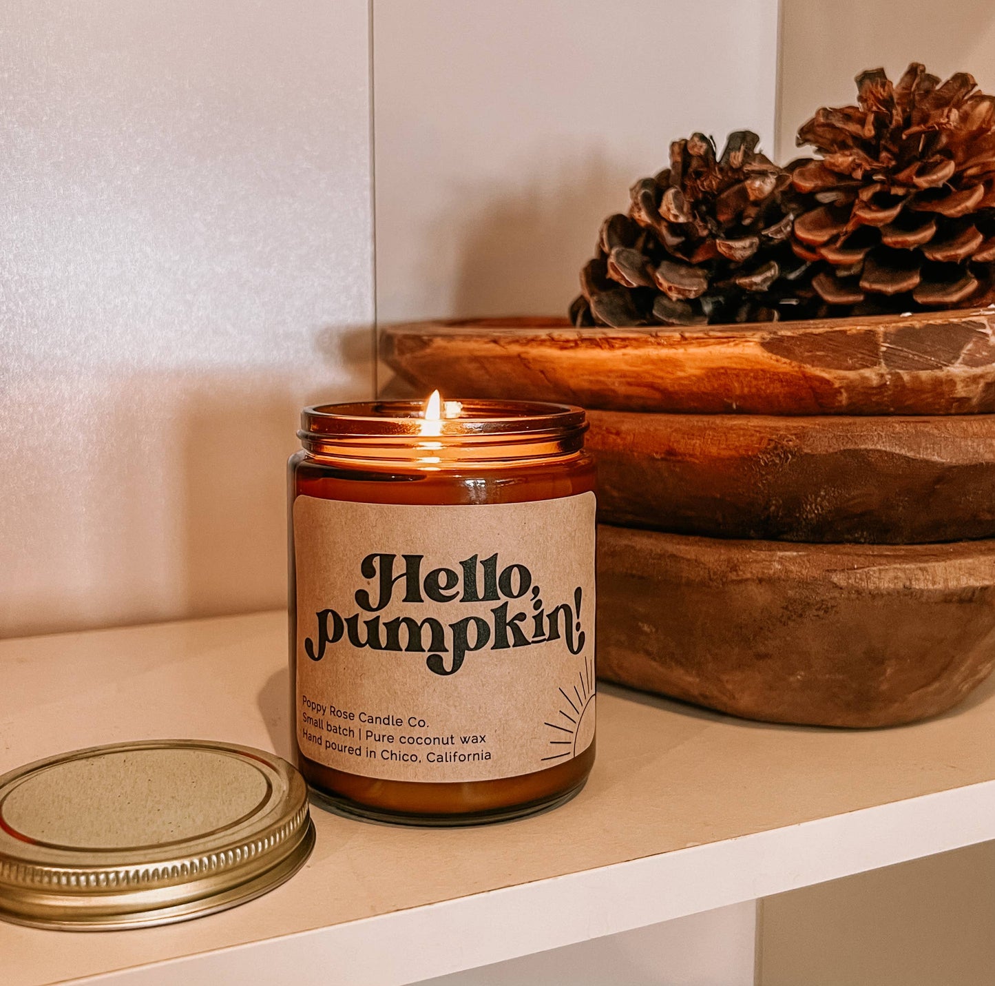 Hello Pumpkin! 8oz coconut wax amber jar candle