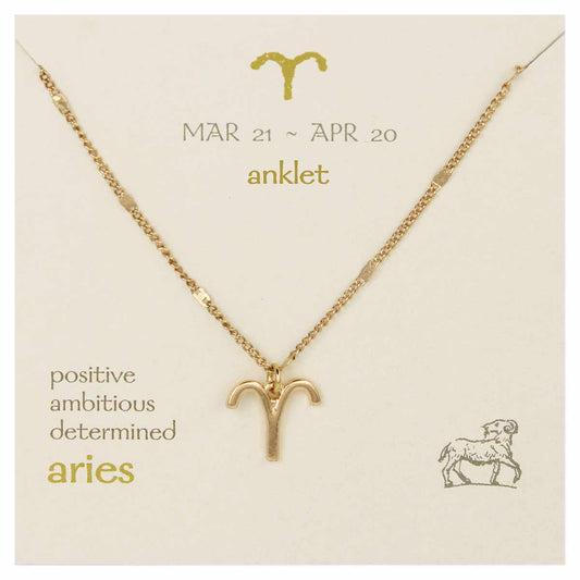 Gold Chain Aries Charm Anklet