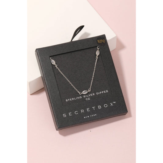 Secret Box Oval Stud Charms Chain Necklace